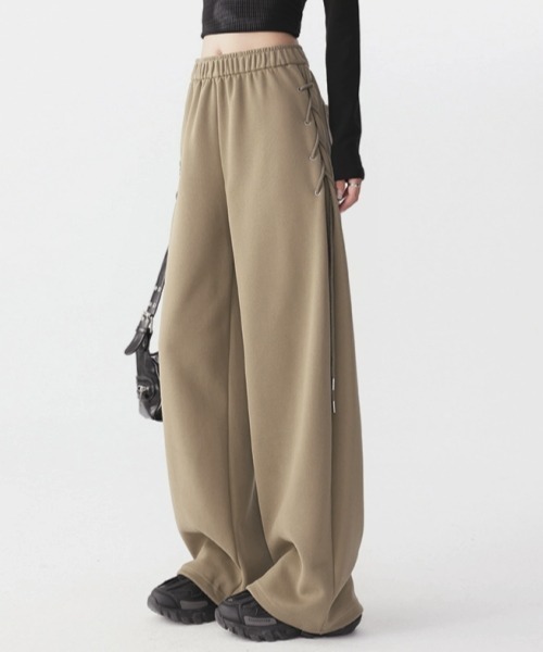 gossip!ロサンゼルス(ゴシップロサンゼルス)の「Y2Kガーリー ルーズストレートパンツ/スウェットパンツ(スウェットパンツ・レディース・ブラック/カーキ/グレー/ライトグレー・M)」の14枚目の写真
