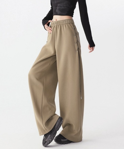 gossip!ロサンゼルス(ゴシップロサンゼルス)の「Y2Kガーリー ルーズストレートパンツ/スウェットパンツ(スウェットパンツ・レディース・ブラック/カーキ/グレー/ライトグレー・M)」の12枚目の写真