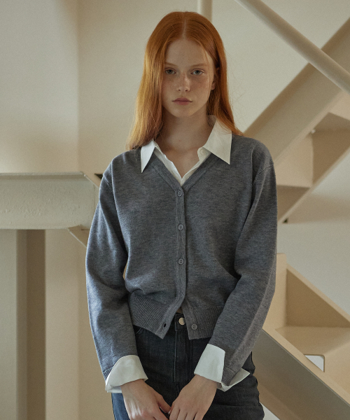 YUPPE（ヨッペ）の「SHIRT COLLAR CARDIGAN_GRAY（カーディガン/ボレロ・レディース・その他・FREE）」の4枚目の写真