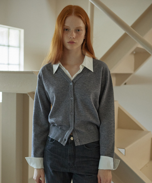 YUPPE（ヨッペ）の「SHIRT COLLAR CARDIGAN_GRAY（カーディガン/ボレロ・レディース・その他・FREE）」の5枚目の写真