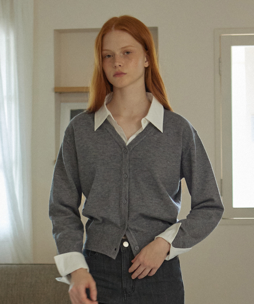YUPPE（ヨッペ）の「SHIRT COLLAR CARDIGAN_GRAY（カーディガン/ボレロ・レディース・その他・FREE）」の6枚目の写真
