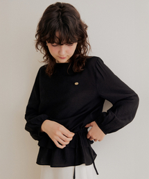 Drawstring flare blouse - black