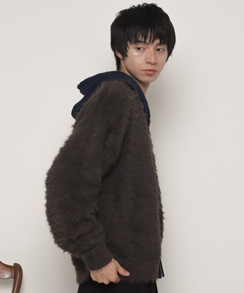 LUCY（ルーシー）の「LUCY/【25年秋冬新作】フェザーニットボタンシャツ（カーディガン/ボレロ・メンズ・ブルー/チャコール・LARGE/MEDIUM）」の3枚目の写真