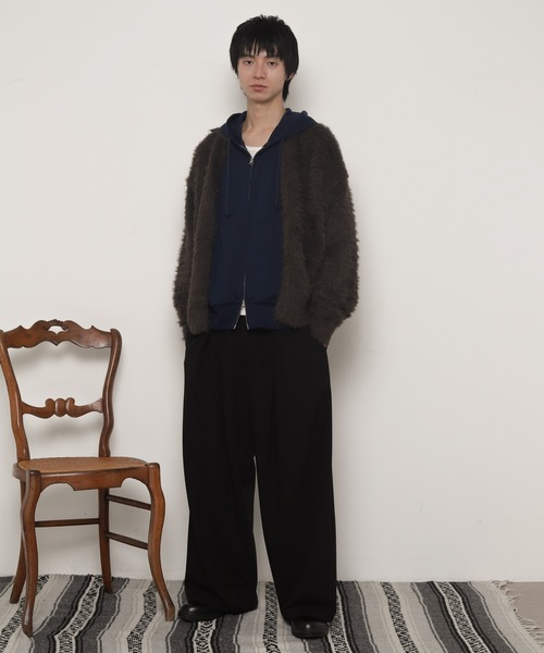 LUCY（ルーシー）の「LUCY/【25年秋冬新作】フェザーニットボタンシャツ（カーディガン/ボレロ・メンズ・ブルー/チャコール・LARGE/MEDIUM）」の4枚目の写真