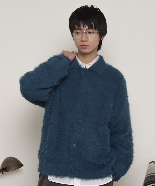 LUCY（ルーシー）の「LUCY/【25年秋冬新作】フェザーニットボタンシャツ（カーディガン/ボレロ・メンズ・ブルー/チャコール・LARGE/MEDIUM）」の8枚目の写真