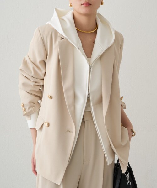 LOUNGEDRESS（ラウンジドレス）の「ポンチパーカー（パーカー・レディース・ライトグレー/ネイビー/オフホワイト・FREE）」の14枚目の写真