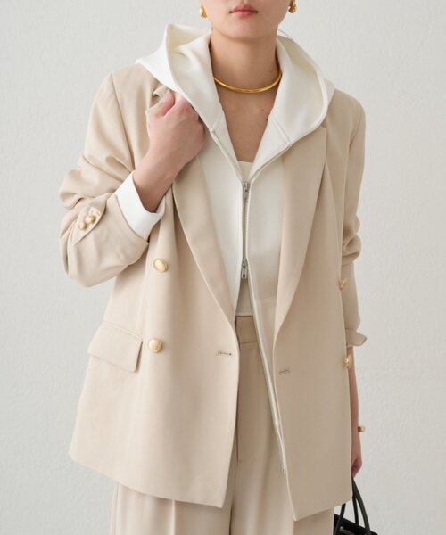 LOUNGEDRESS（ラウンジドレス）の「ポンチパーカー（パーカー・レディース・ライトグレー/ネイビー/オフホワイト・FREE）」の15枚目の写真