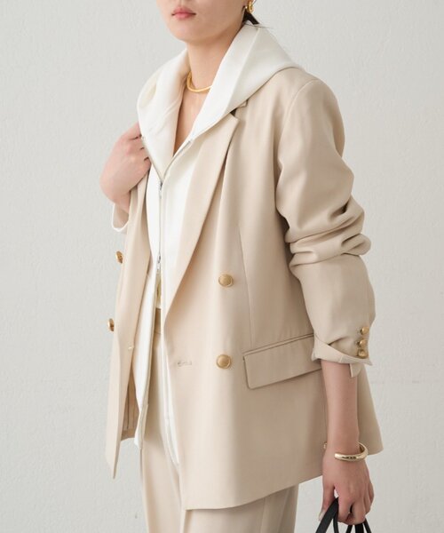 LOUNGEDRESS（ラウンジドレス）の「ポンチパーカー（パーカー・レディース・ライトグレー/ネイビー/オフホワイト・FREE）」の16枚目の写真