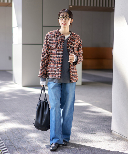 セール】LINTONツイードジャケット（ノーカラージャケット）｜IENA