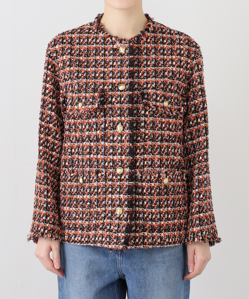 セール】LINTONツイードジャケット（ノーカラージャケット）｜IENA