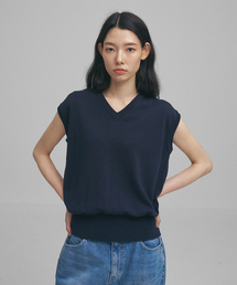 w. Layer Silk Knit Vest (Dark Navy)