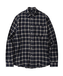 OVER FIT VINTAGE POCKET CHECK SHIRT (NAVY)