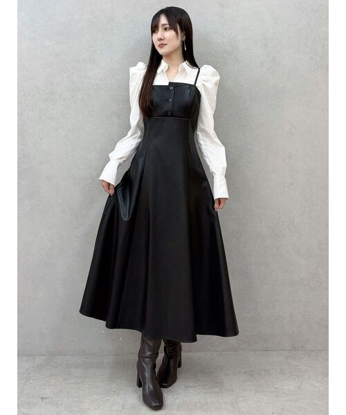 MERCURYDUO(マーキュリーデュオ)の「アシメビスチェドッキングパワショルシャツワンピース(ワンピース・レディース・ブルー/ブラック/ベージュ・MEDIUM/SMALL)」の18枚目の写真