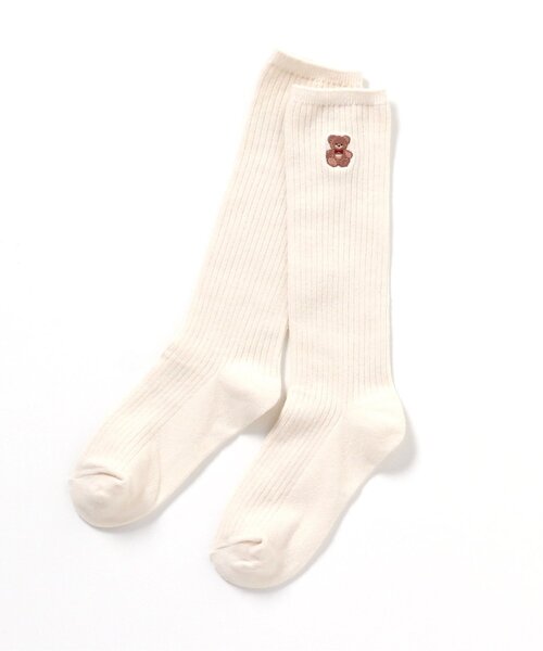 apres les cours(アプレレクール)の「tiny bear フォーマルハイソックス(ソックス/靴下・キッズ・ブラック/アイボリー・12/15 /18/21)」の6枚目の写真