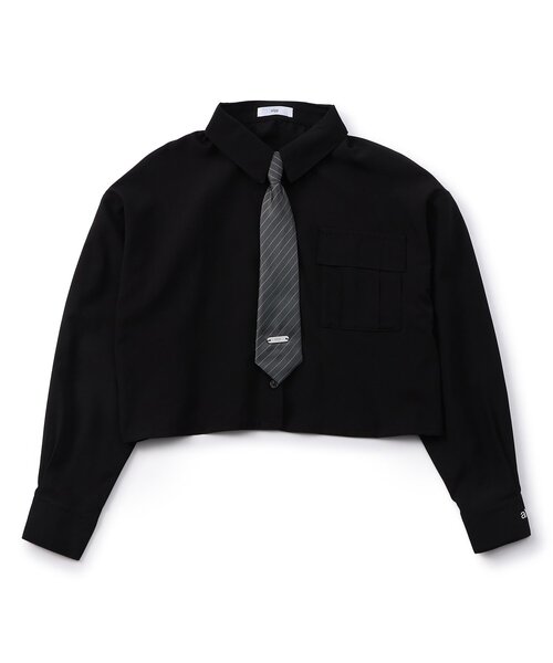 algy（アルジー）の「【セレモニー対応】シャツ&ネクタイセット（シャツ/ブラウス・キッズ・ブラック/オフホワイト・160/150/140/130）」の2枚目の写真