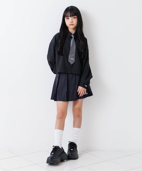 algy（アルジー）の「【セレモニー対応】シャツ&ネクタイセット（シャツ/ブラウス・キッズ・ブラック/オフホワイト・160/150/140/130）」の3枚目の写真