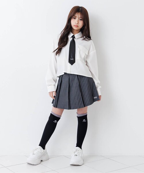 algy（アルジー）の「【セレモニー対応】シャツ&ネクタイセット（シャツ/ブラウス・キッズ・ブラック/オフホワイト・160/150/140/130）」の5枚目の写真