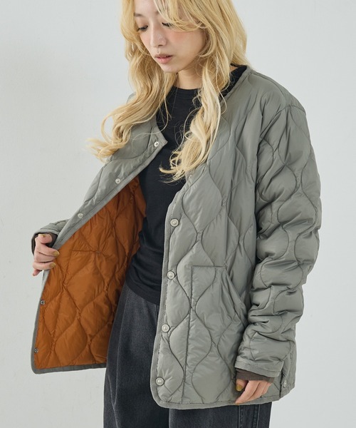 TAION】キルティングクルーネック ダウンジャケット / ブルゾン 