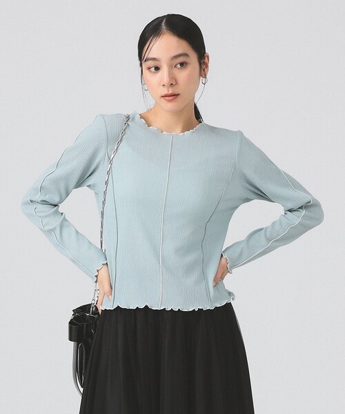 Ray BEAMS（レイビームス）の「シュリンク メロー センターシーム Tシャツ（Tシャツ/カットソー・レディース・ブラック/ブルー/オフホワイト・ONE SIZE）」の3枚目の写真