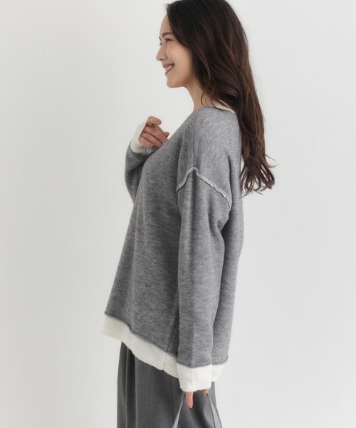Right-on(ライトオン)の「HONEYSUCKLE ROSE(ハニーサックルローズ)【レディース】フェイクレイヤードVネックセーター(ニット/セーター・レディース・ブラウン/グリーン/グレー・S/M/L)」の18枚目の写真