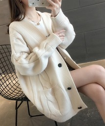 ケーブルニットカーディガン