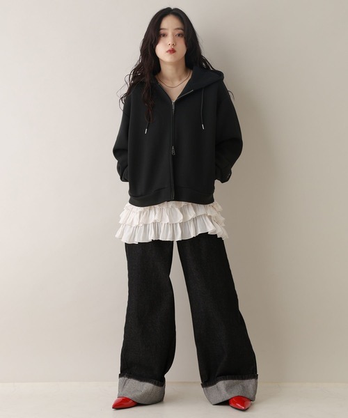 RAGEBLUE（レイジブルー）の「Wジップ/ポンチショートパーカー（パーカー・レディース・ライトパープル/オフホワイト/ブラック・FREE）」の10枚目の写真