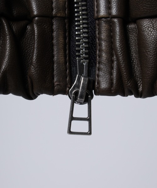 Jungle Storm（ジャングルストーム）の「JUNGLE STORM ヴィンテージ加工PU ジップGジャン（デニムジャケット・メンズ・ブラック/ブラウン・M/L）」の8枚目の写真