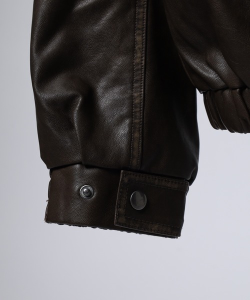 Jungle Storm（ジャングルストーム）の「JUNGLE STORM ヴィンテージ加工PU ジップGジャン（デニムジャケット・メンズ・ブラック/ブラウン・M/L）」の9枚目の写真