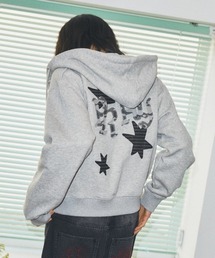『mahagrid/マハグリッド』 PRAY APPLIQUE CROP ZIP UP HOODIE/プレイ短丈ジップアップパーカー