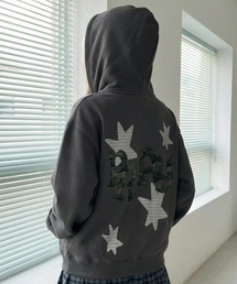 『mahagrid/マハグリッド』 PRAY APPLIQUE CROP ZIP UP HOODIE/プレイ短丈ジップアップパーカー