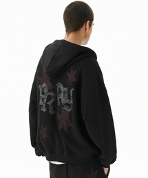 『mahagrid/マハグリッド』 PRAY APPLIQUE CROP ZIP UP HOODIE/プレイ短丈ジップアップパーカー