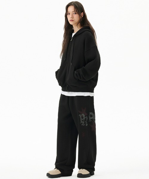 MAHAGRID(マハグリッド)の「『mahagrid/マハグリッド』 PRAY APPLIQUE CROP ZIP UP HOODIE/プレイ短丈ジップアップパーカー(スウェット・レディース・ブラック/チャコールグレー/グレー・FREE)」の22枚目の写真