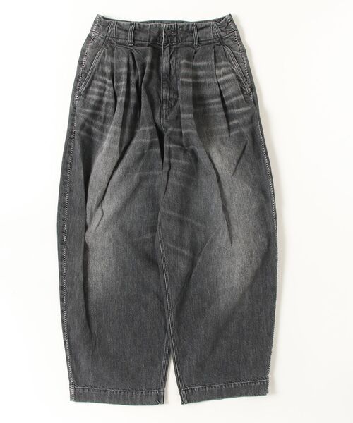 my beautiful landlet（マイビューティフルランドレット）の「【my beautiful landlet】12.5oz DENIM TUCK WIDE PANTS - Used Wash（デニムパンツ・メンズ・ブルー/ブラック・0/1/2）」の4枚目の写真