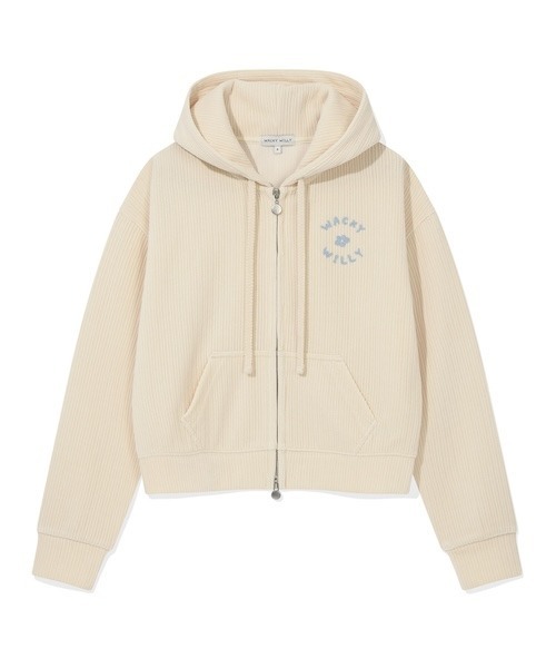 WOMEN´S VELVET JERSEY CORDUROY CROP HOODIE ZIP-UP