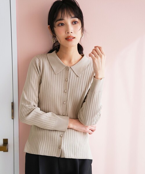 ANY SIS(エニィスィス)の「ポロカラーリブ ニット(ニット/セーター・レディース・ネイビー系/ライトイエロー系/ベージュ系・X-LARGE)」の8枚目の写真