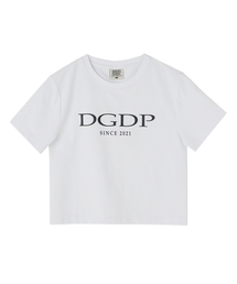 DANGLEDROP（ダングルドロップ）の「DGDPポイントロゴクロップ半袖Tシャツホワイト（Tシャツ/カットソー）」