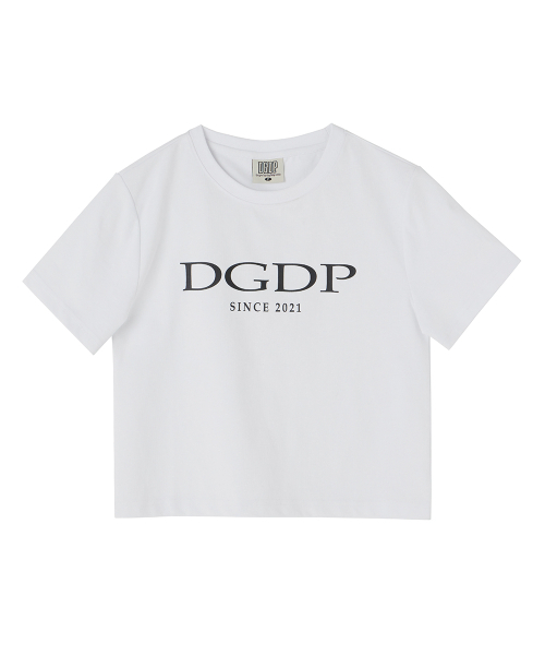 DANGLEDROP(ダングルドロップ)の「DGDPポイントロゴクロップ半袖Tシャツホワイト(Tシャツ/カットソー・レディース・その他・FREE)」の1枚目の写真
