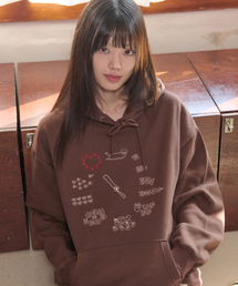 ベアオクロック刺繍フードTシャツ AHP1217 (ブラウン)