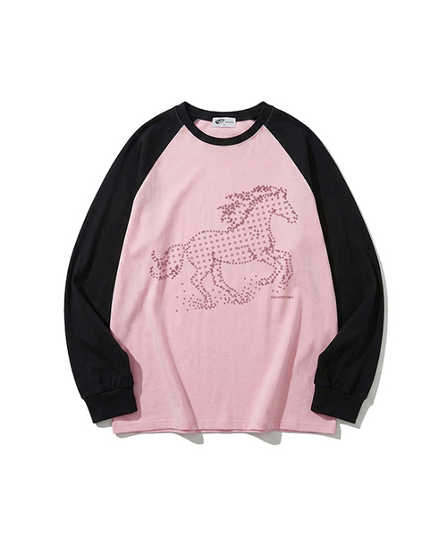 ESCAPEFROM（エスケープフロム）の「スターホースプリントロングスリーブ [6色]（Tシャツ/カットソー・レディース・ブラック/ブラウン/ピンク/ホワイト/ネイビー/グレー・SMALL/MEDIUM/LARGE）」の6枚目の写真
