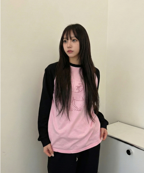 ESCAPEFROM（エスケープフロム）の「スターホースプリントロングスリーブ [6色]（Tシャツ/カットソー・レディース・ブラック/ブラウン/ピンク/ホワイト/ネイビー/グレー・SMALL/MEDIUM/LARGE）」の7枚目の写真