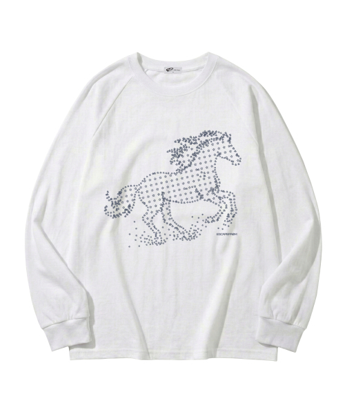 ESCAPEFROM（エスケープフロム）の「スターホースプリントロングスリーブ [6色]（Tシャツ/カットソー・レディース・ブラック/ブラウン/ピンク/ホワイト/ネイビー/グレー・SMALL/MEDIUM/LARGE）」の9枚目の写真