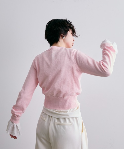 Trish(トリッシュ)の「ループヤーンクロスボタンカーディガン(カーディガン/ボレロ・レディース・グレー/ピンク・MEDIUM)」の14枚目の写真