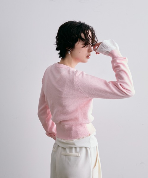 Trish(トリッシュ)の「ループヤーンクロスボタンカーディガン(カーディガン/ボレロ・レディース・グレー/ピンク・MEDIUM)」の15枚目の写真