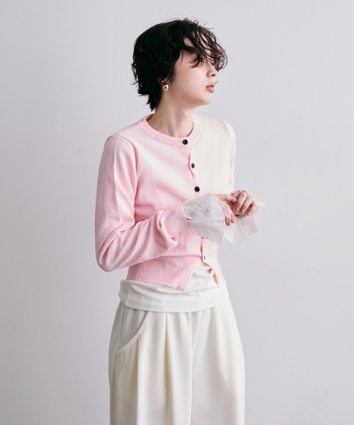 Trish(トリッシュ)の「ループヤーンクロスボタンカーディガン(カーディガン/ボレロ・レディース・グレー/ピンク・MEDIUM)」の16枚目の写真