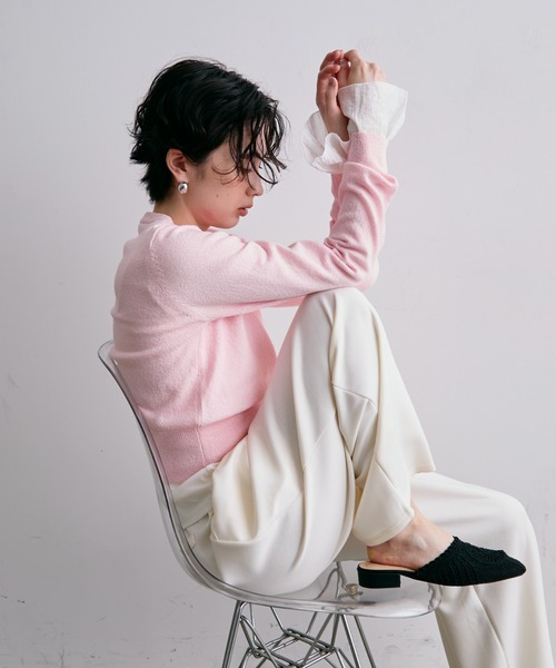 Trish(トリッシュ)の「ループヤーンクロスボタンカーディガン(カーディガン/ボレロ・レディース・グレー/ピンク・MEDIUM)」の17枚目の写真