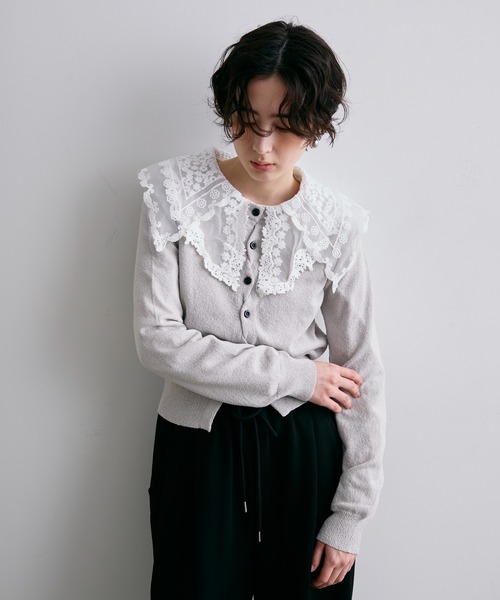 Trish(トリッシュ)の「ループヤーンクロスボタンカーディガン(カーディガン/ボレロ・レディース・グレー/ピンク・MEDIUM)」の22枚目の写真