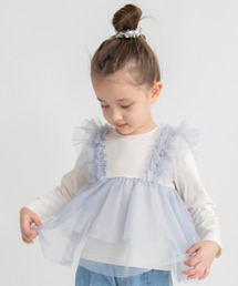 branshes（ブランシェス）の「チュールレイヤード風長袖Tシャツ（Tシャツ/カットソー）」