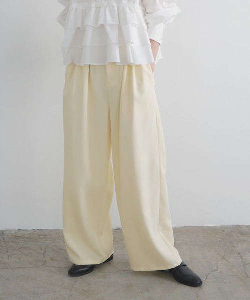 LIAN（リアン）の「メニータックカラーパンツ（スラックス・レディース・ブラック/ピンク/ブラウン/イエロー・FREE）」の7枚目の写真