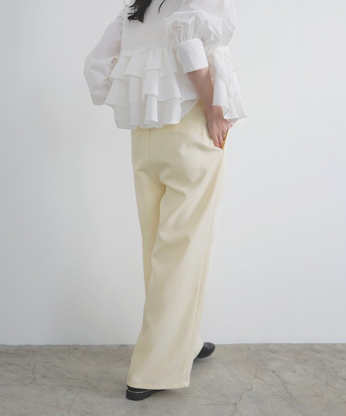 LIAN（リアン）の「メニータックカラーパンツ（スラックス・レディース・ブラック/ピンク/ブラウン/イエロー・FREE）」の8枚目の写真