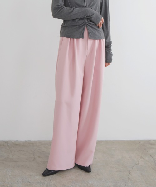 LIAN（リアン）の「メニータックカラーパンツ（スラックス・レディース・ブラック/ピンク/ブラウン/イエロー・FREE）」の11枚目の写真